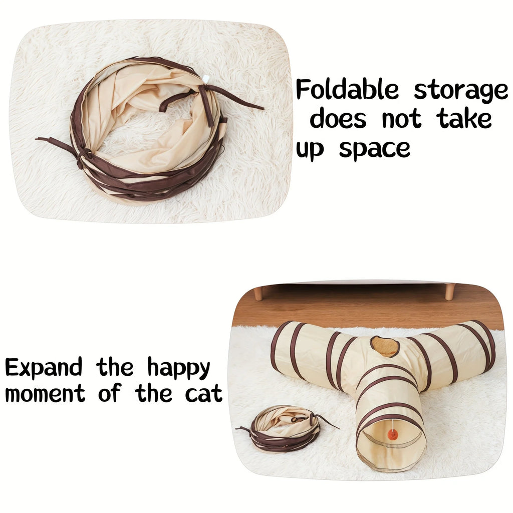 Foldable Easy-To-Store All-In-One Cat Play Tunnel