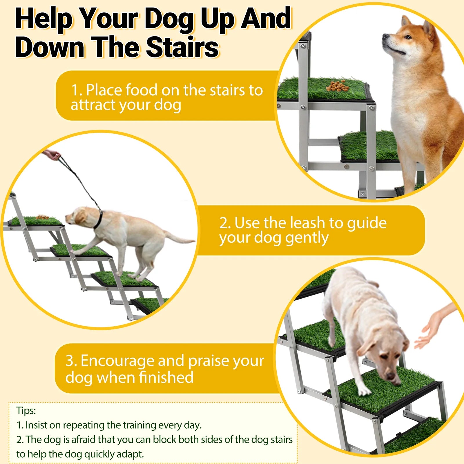 Extra Wide Dog Stairs for Large Dogs,