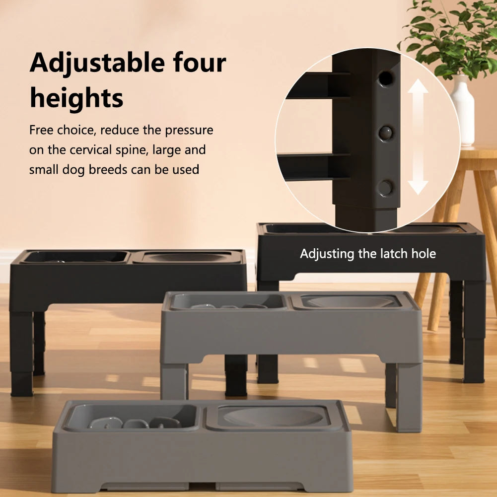 3 In 1 Pet Stainless Steel Slow Feeder, Drinking Water Bowls