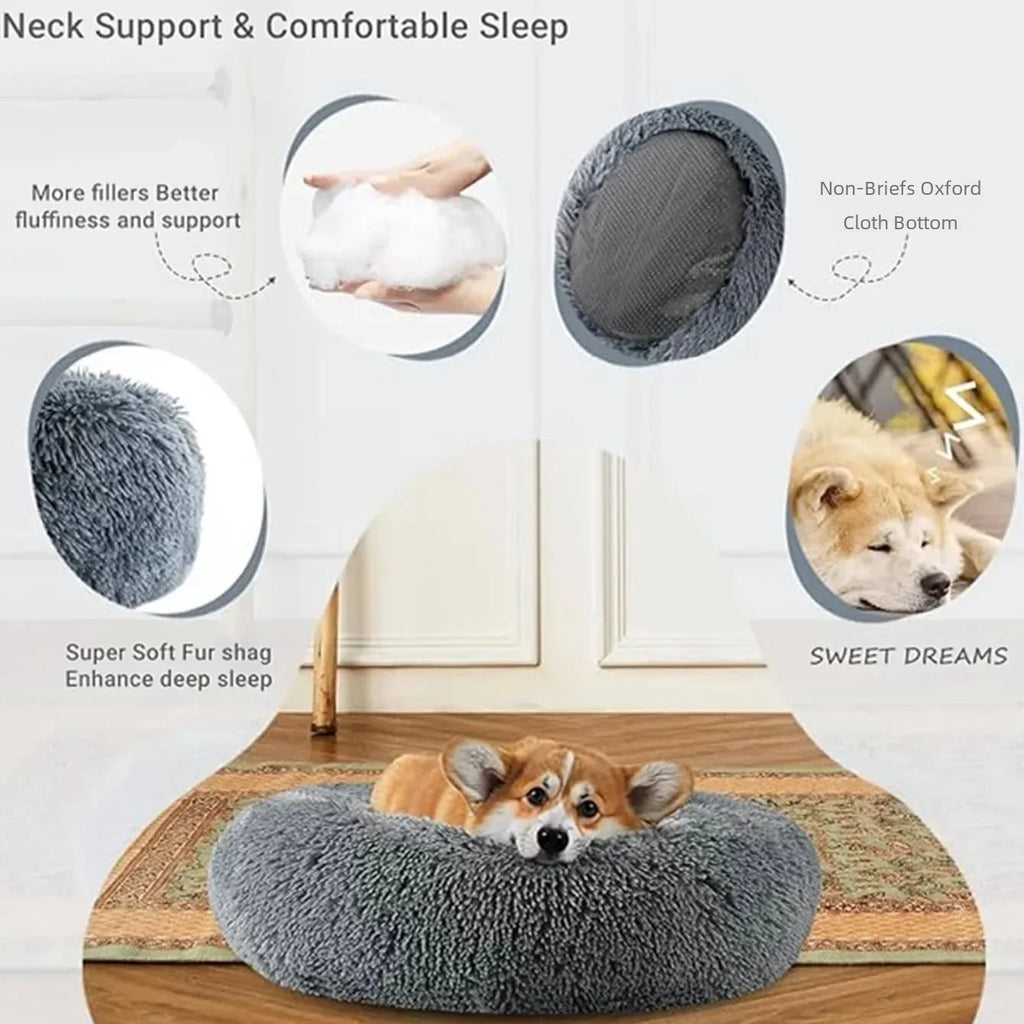40-90cm 6 Sizes Round Plush Pet Bed