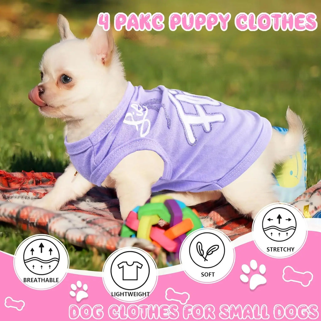 4 Pieces Dog Clothes for Small Female Dogs