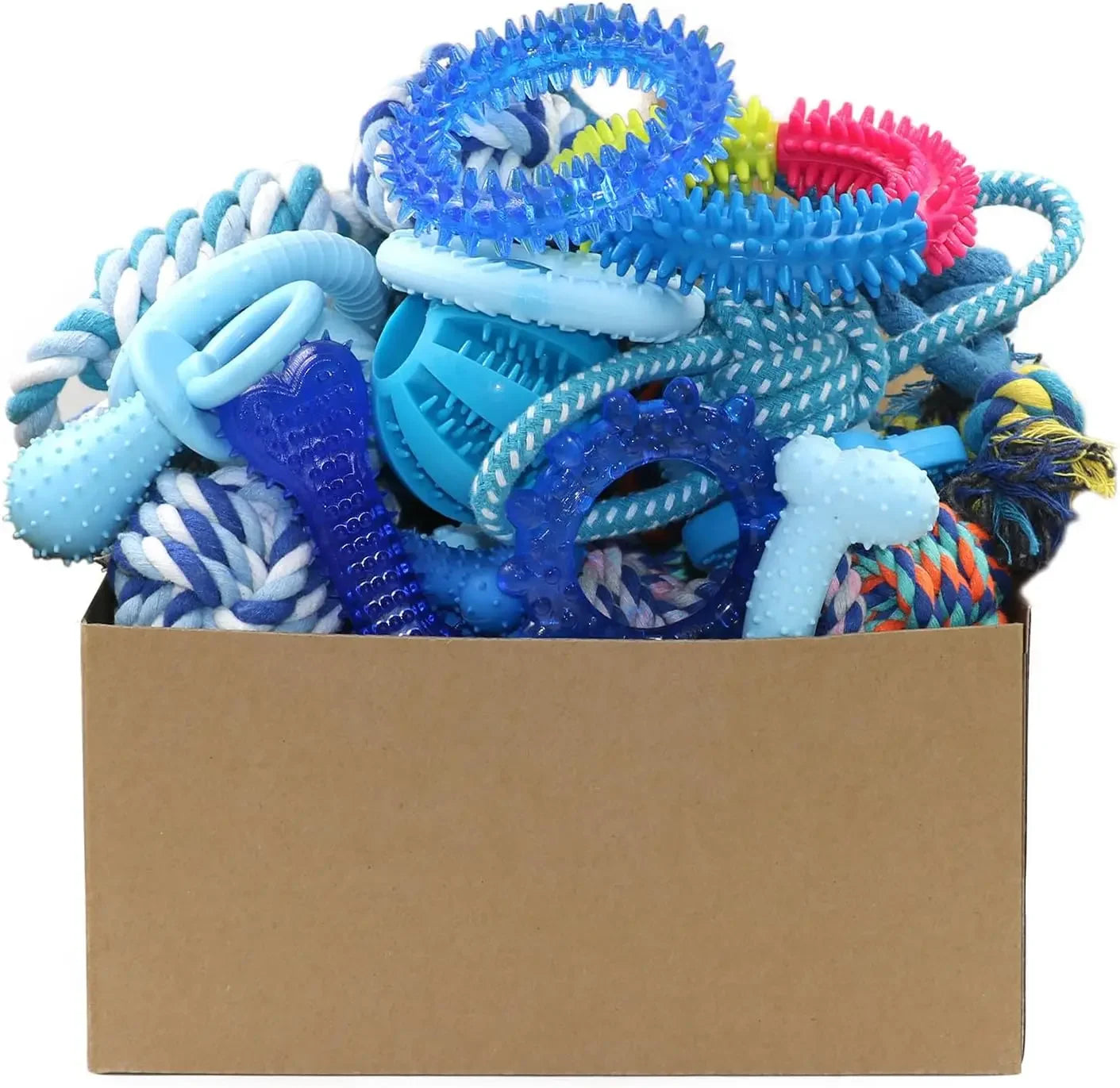 Christmas Dog Toys 15 Pack, Tough Rubber And Rope Toys