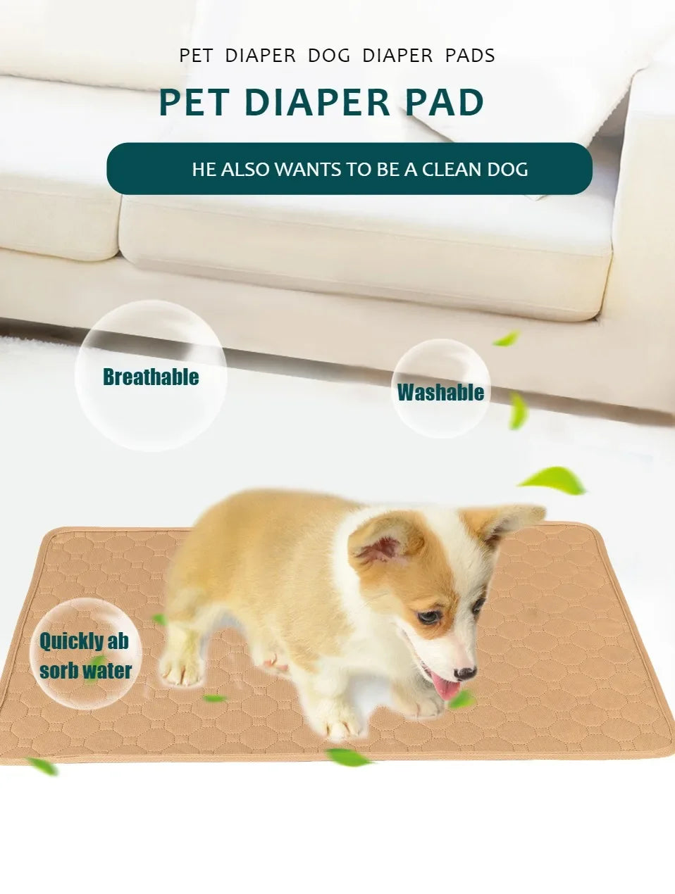 Dog Pee Pad Blanket Reusable, Absorbent Diaper