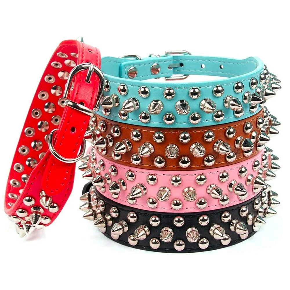 Adjustable Leather Dog Collar For Small Pets