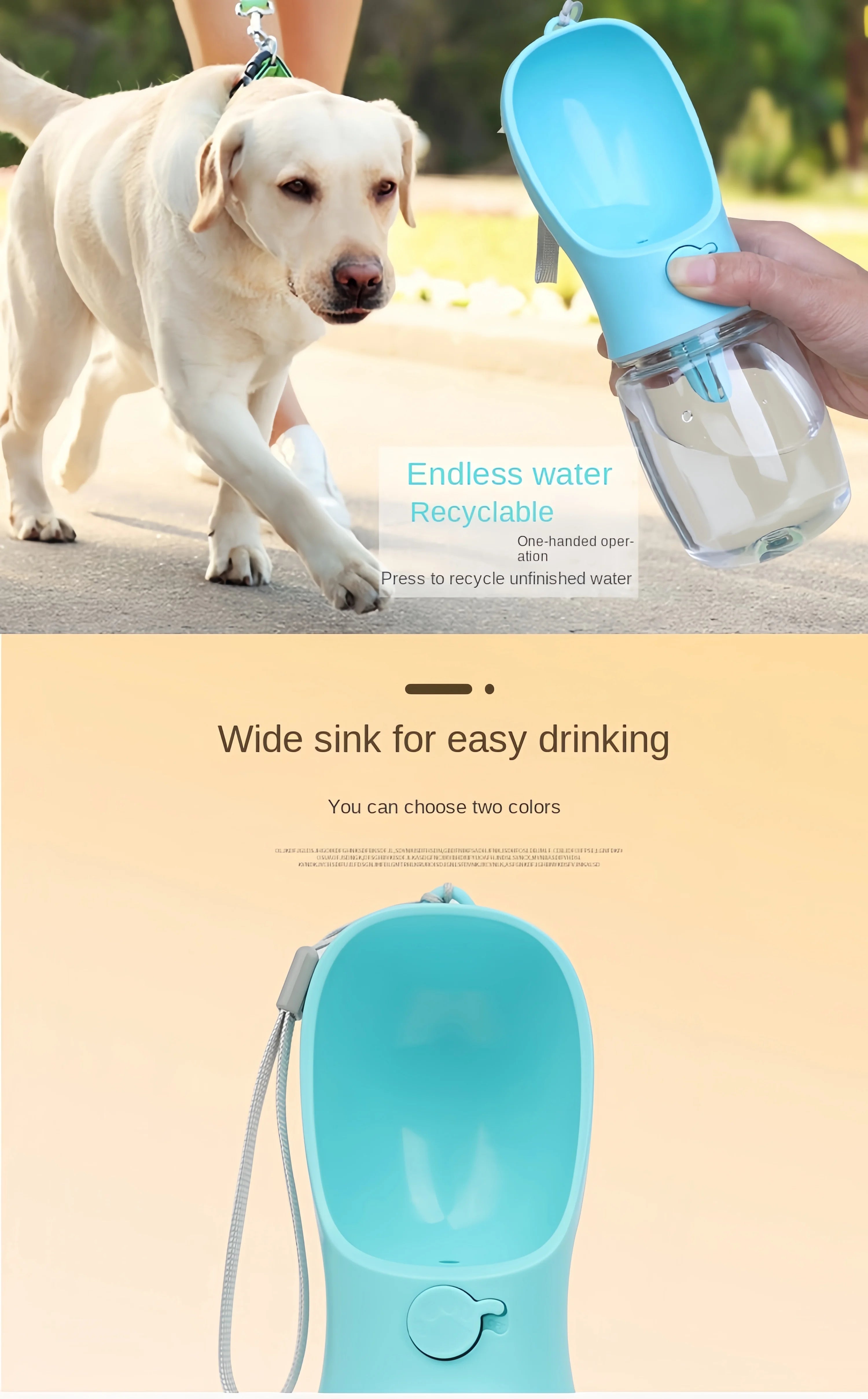 Portable Dog/Cat Water Bottle w/Storage Food/Water Container