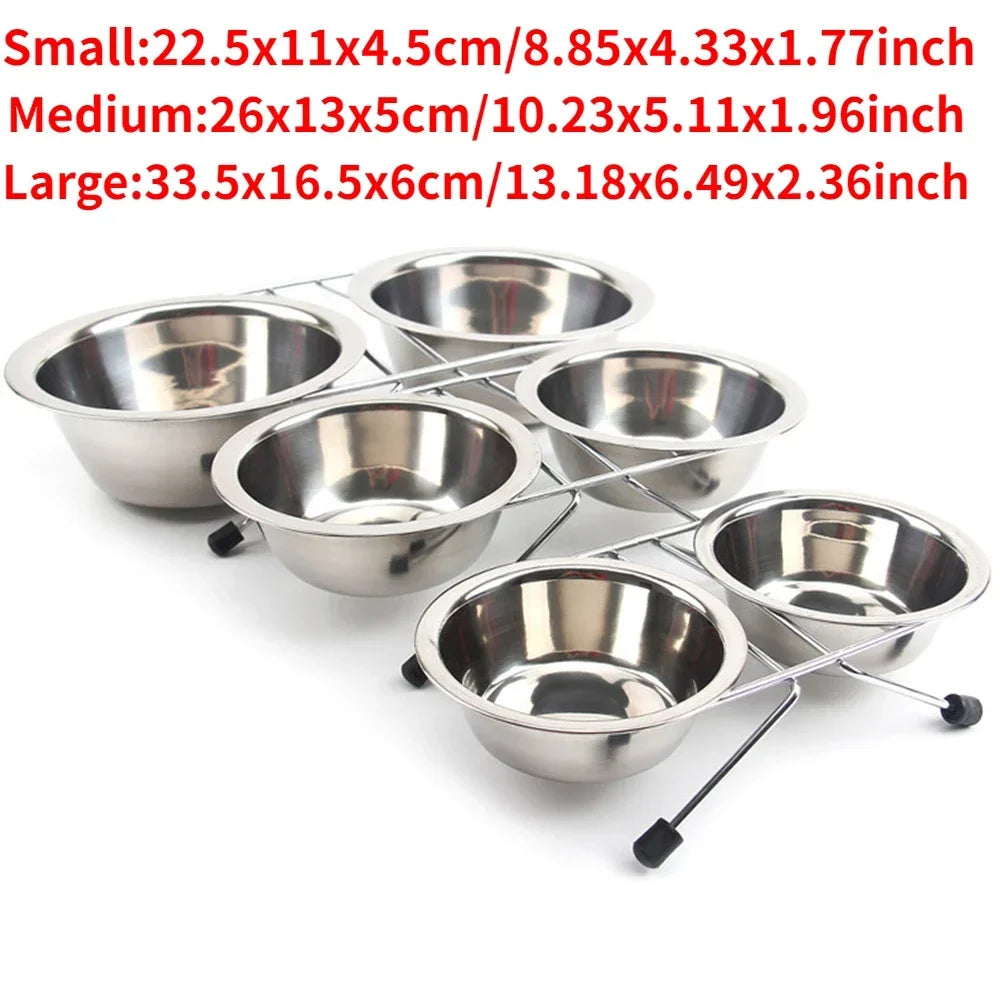 Pet Bowl Stainless Steel Double Bowls Durable Anti Slip