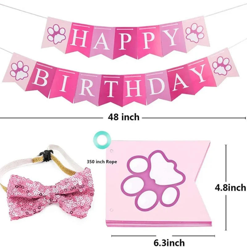 Pets Dog Happy Birthday Decoration Dog Costume Hats Bowknot Bandana Neckerchief Bibs Banners Party Cat Dog Pets Accessories