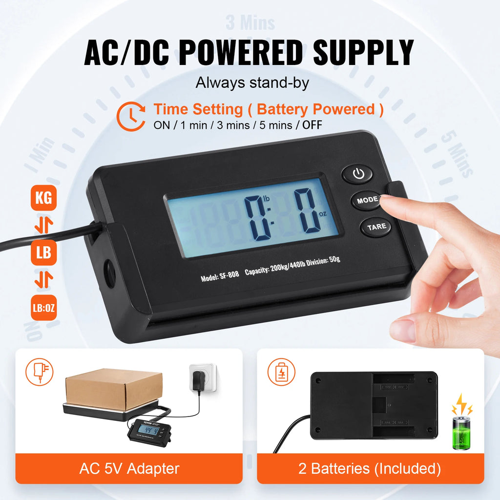 440 lbs Digital Shipping Scale with Timer