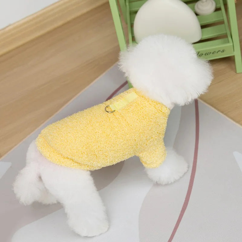 Fleece Dog Clothes, Solid Warm Hoodie Sweater