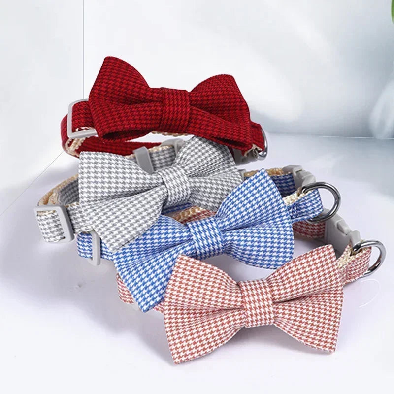 Bow Plaid Collar Adjustable Neck Collar