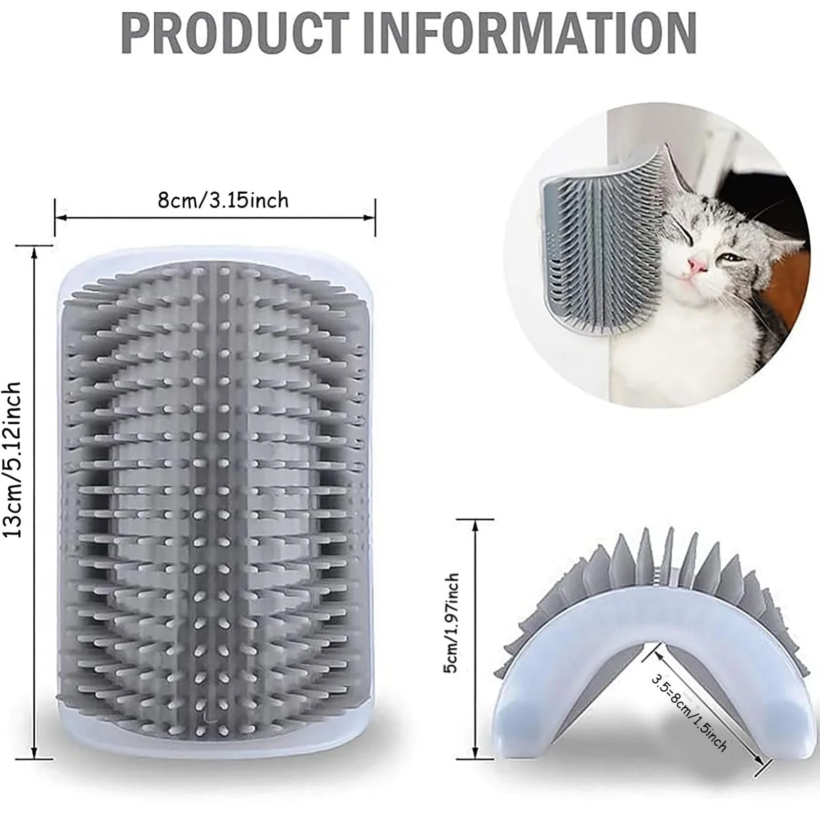 1 Piece for Fox and Cat Self-Cleaning Comb, Corner Massage Comb, Pet Self-Cleaning Massager and Comb, Cat and Dog Corner Scraper - Can Be Installed on Corner and Plane, Suitable for Cats with Large and Thick Hair, Washable Sc