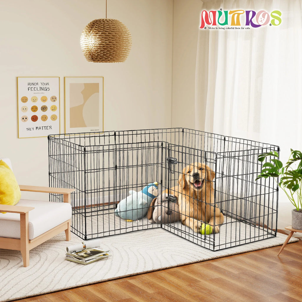 Foldable Metal Dog Playpen for Indoor/Outdoor Pets