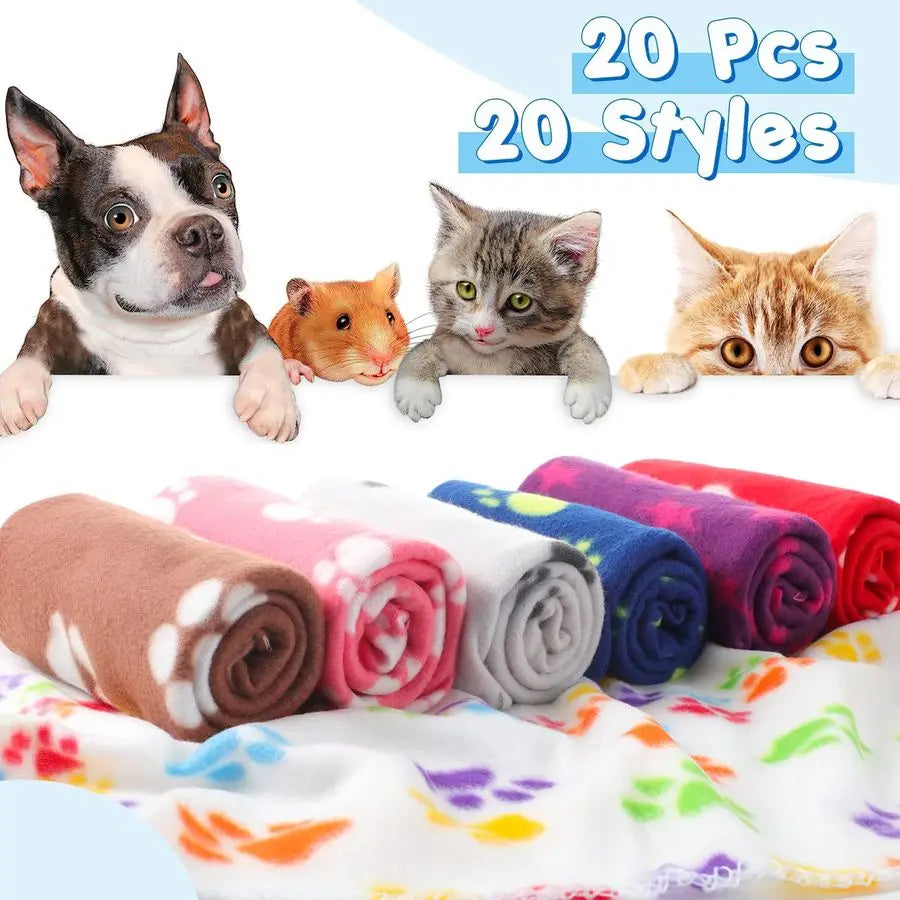 20 Pcs Pet Blankets, Soft Fleece Blankets