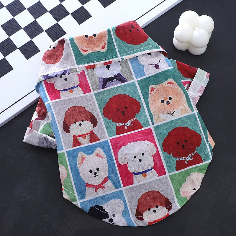 Lightweight Breathable Plaid Cartoon Pet Clothes