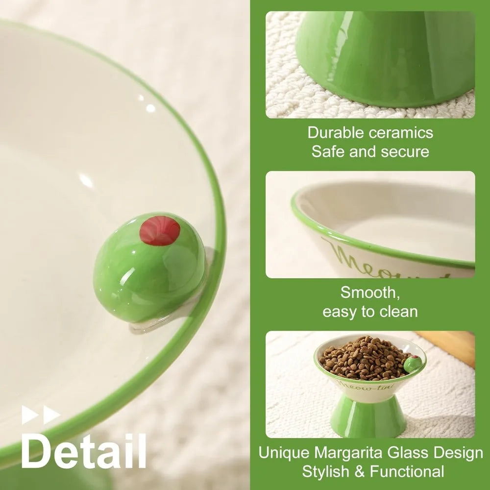 Elevated Whisker Friendly Ceramic Raised Cat Bowl