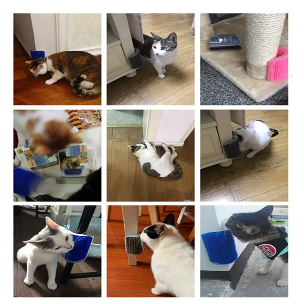 1 Piece for Fox and Cat Self-Cleaning Comb, Corner Massage Comb, Pet Self-Cleaning Massager and Comb, Cat and Dog Corner Scraper - Can Be Installed on Corner and Plane, Suitable for Cats with Large and Thick Hair, Washable Sc