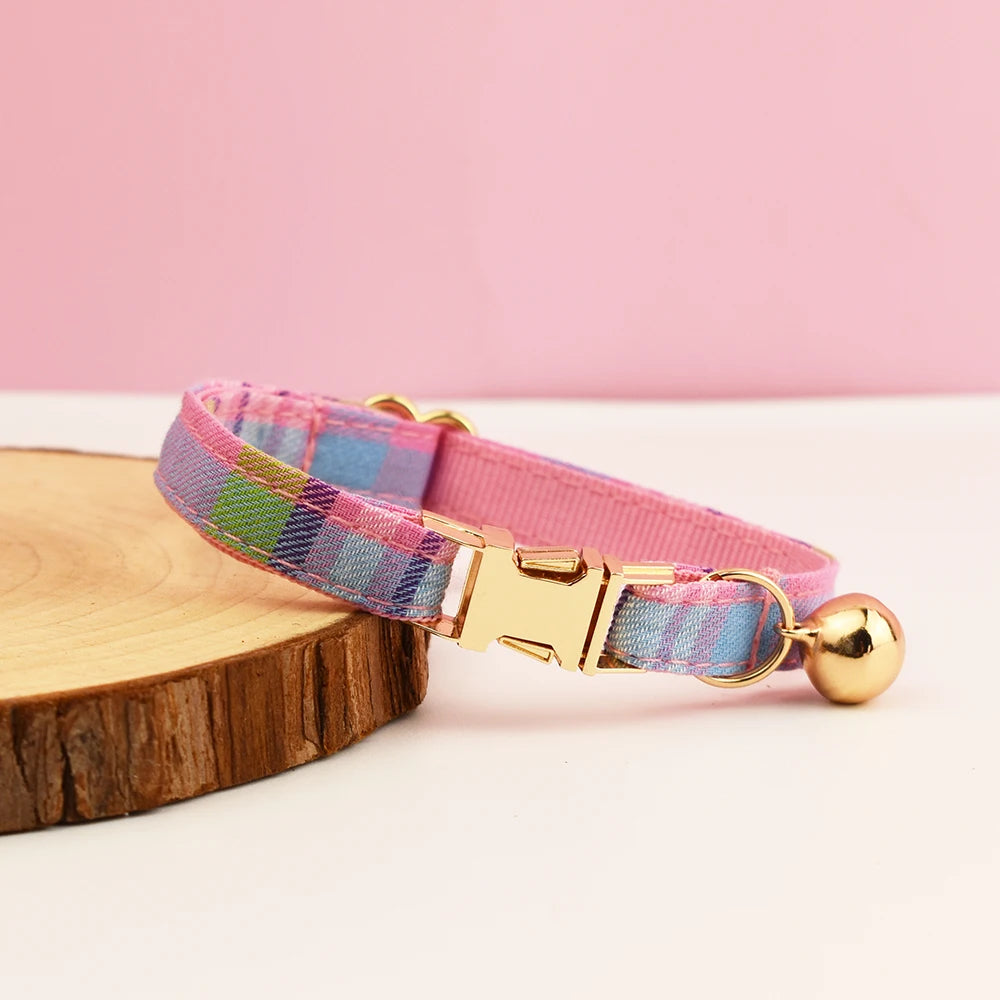Plaid Pattern Cat Collar Bowknot Adjustable