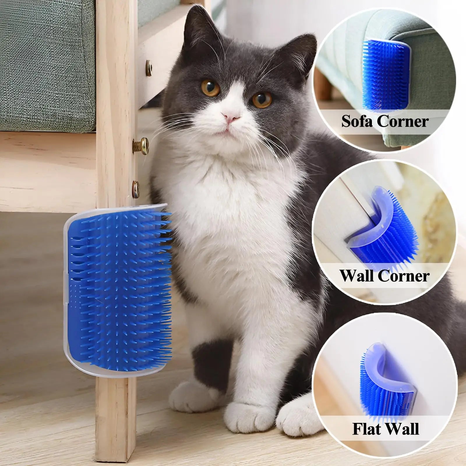 1 Piece for Fox and Cat Self-Cleaning Comb, Corner Massage Comb, Pet Self-Cleaning Massager and Comb, Cat and Dog Corner Scraper - Can Be Installed on Corner and Plane, Suitable for Cats with Large and Thick Hair, Washable Sc