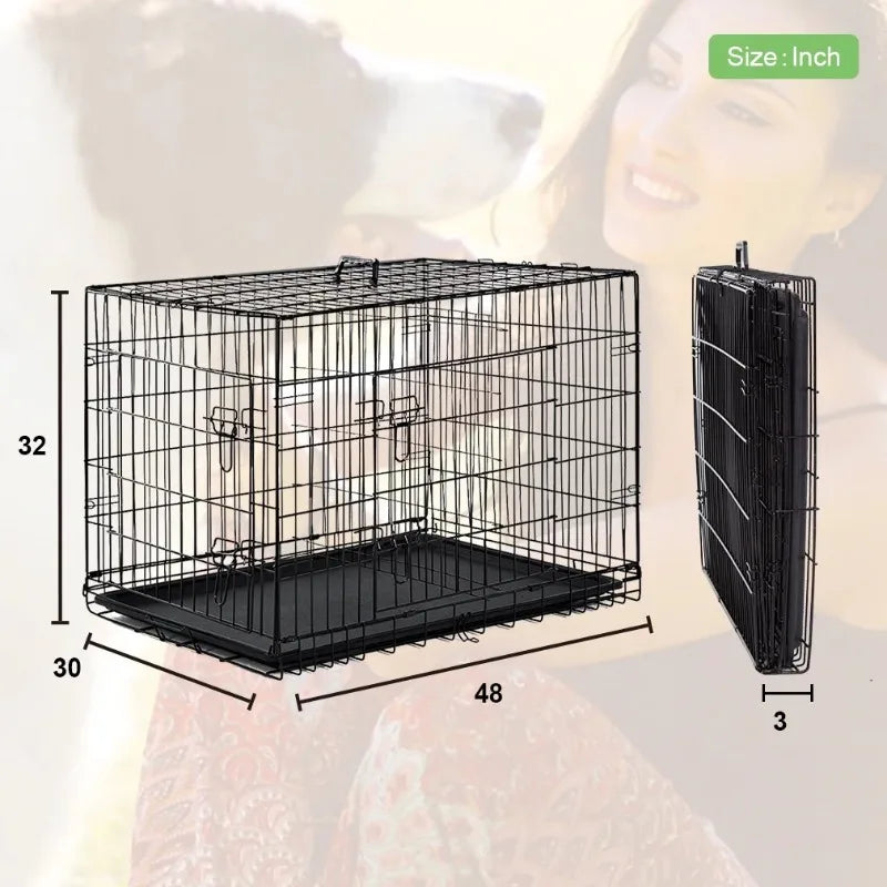 Metal Dog Crate   Divider Cage  Double Door