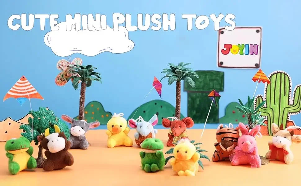 JOYFY 24 Pack Mini Animal Plush Toy Assortment Animals Keychain Decoration for Kids Small Stuffed Animal Bulk Halloween