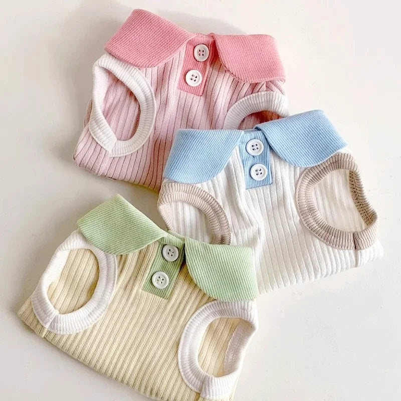 Summer Pet Polo Shirt, Breathable Cute Fashion Vest          Cute Solid Cat Shirt Soft Pet Costumes Chihuahua Dog Clothes