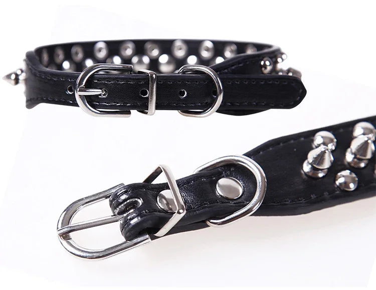 Adjustable Leather Dog Collar For Small Pets