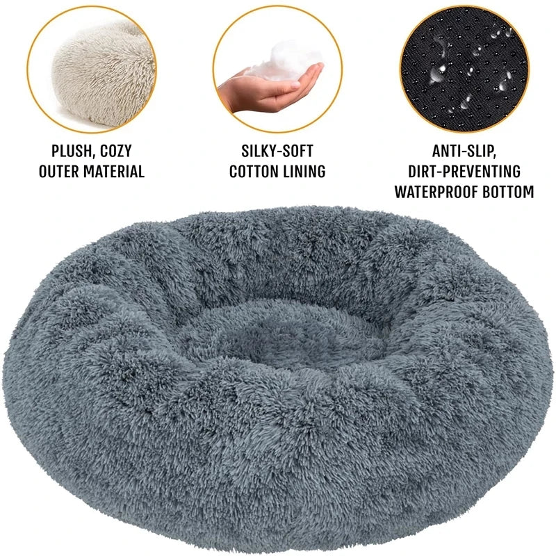 40-90cm 6 Sizes Round Plush Pet Bed