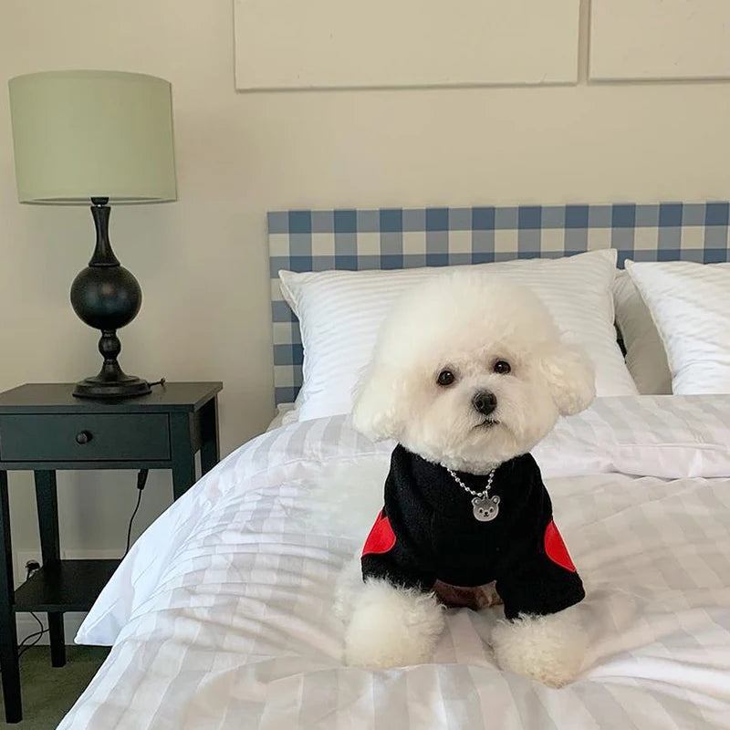 Winter Dog Shirt Heart-shaped Patch Embroidery Sweatshirt