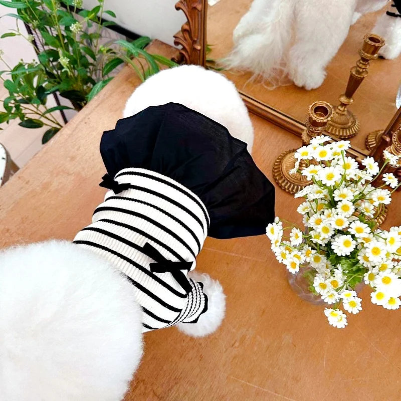 Luxury Dog Clothes Bow Striped Print