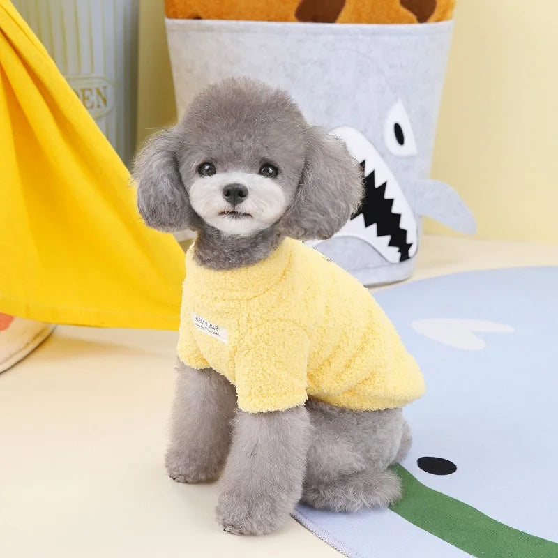 Fleece Dog Clothes, Solid Warm Hoodie Sweater