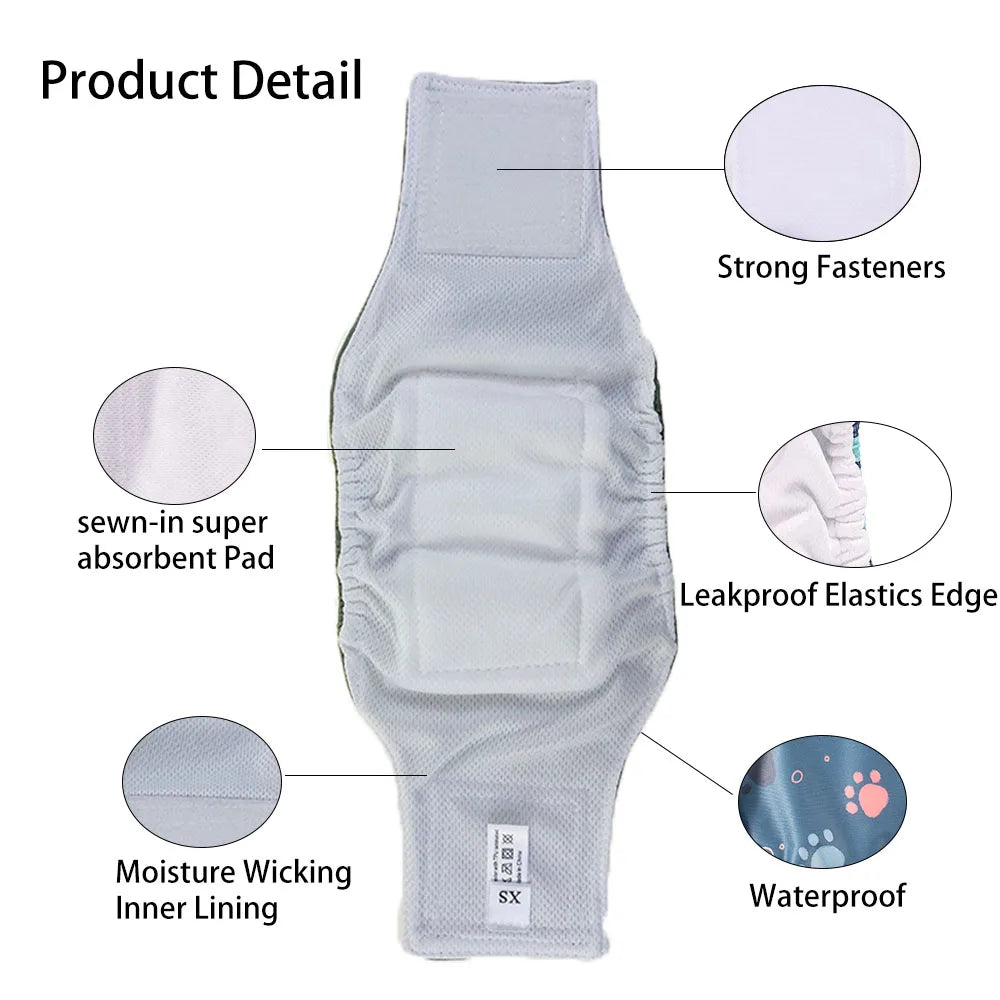 1pc Durable Washable Male Dog Diaper Wraps