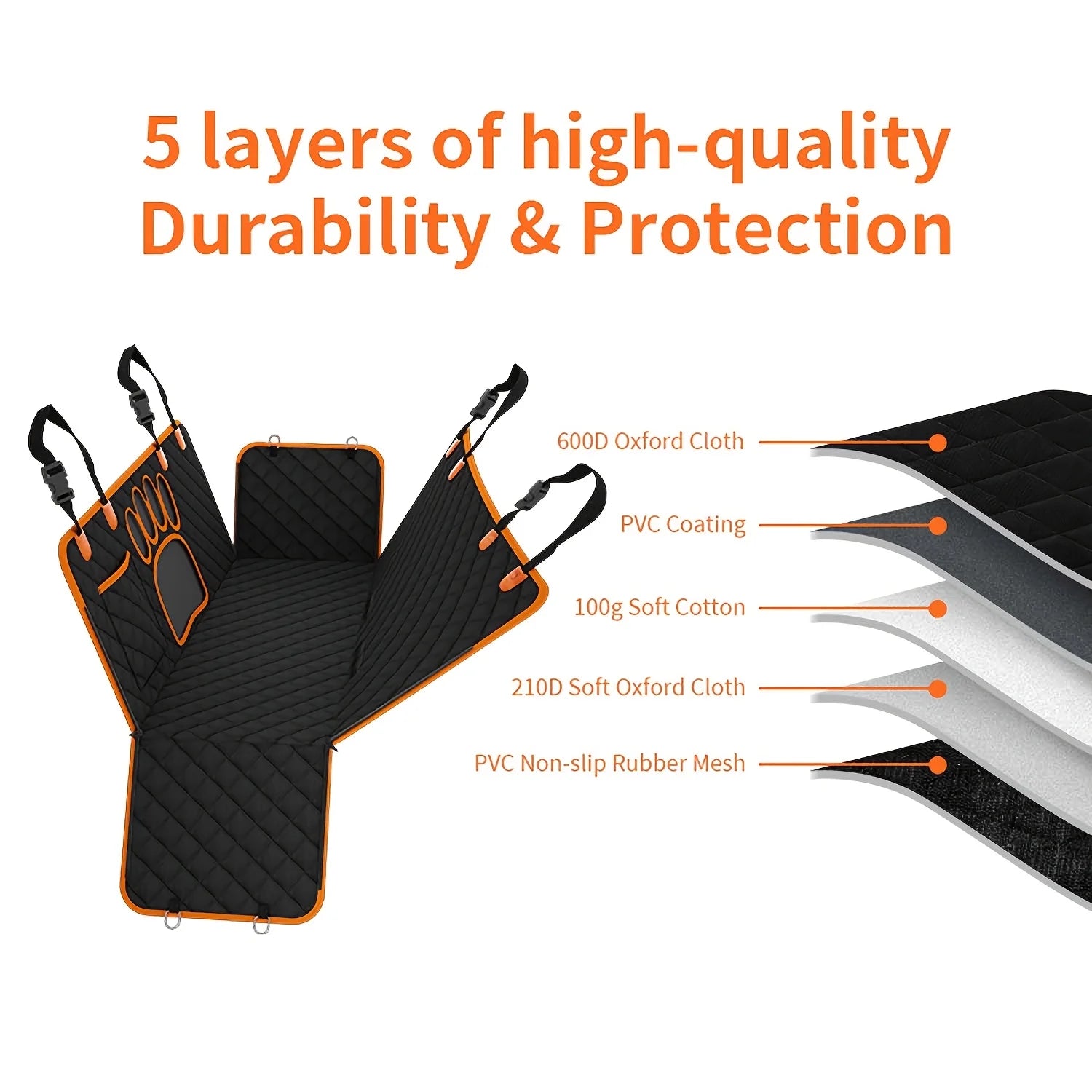 Anti Slip Durable Soft Pet Rear Seat Cover