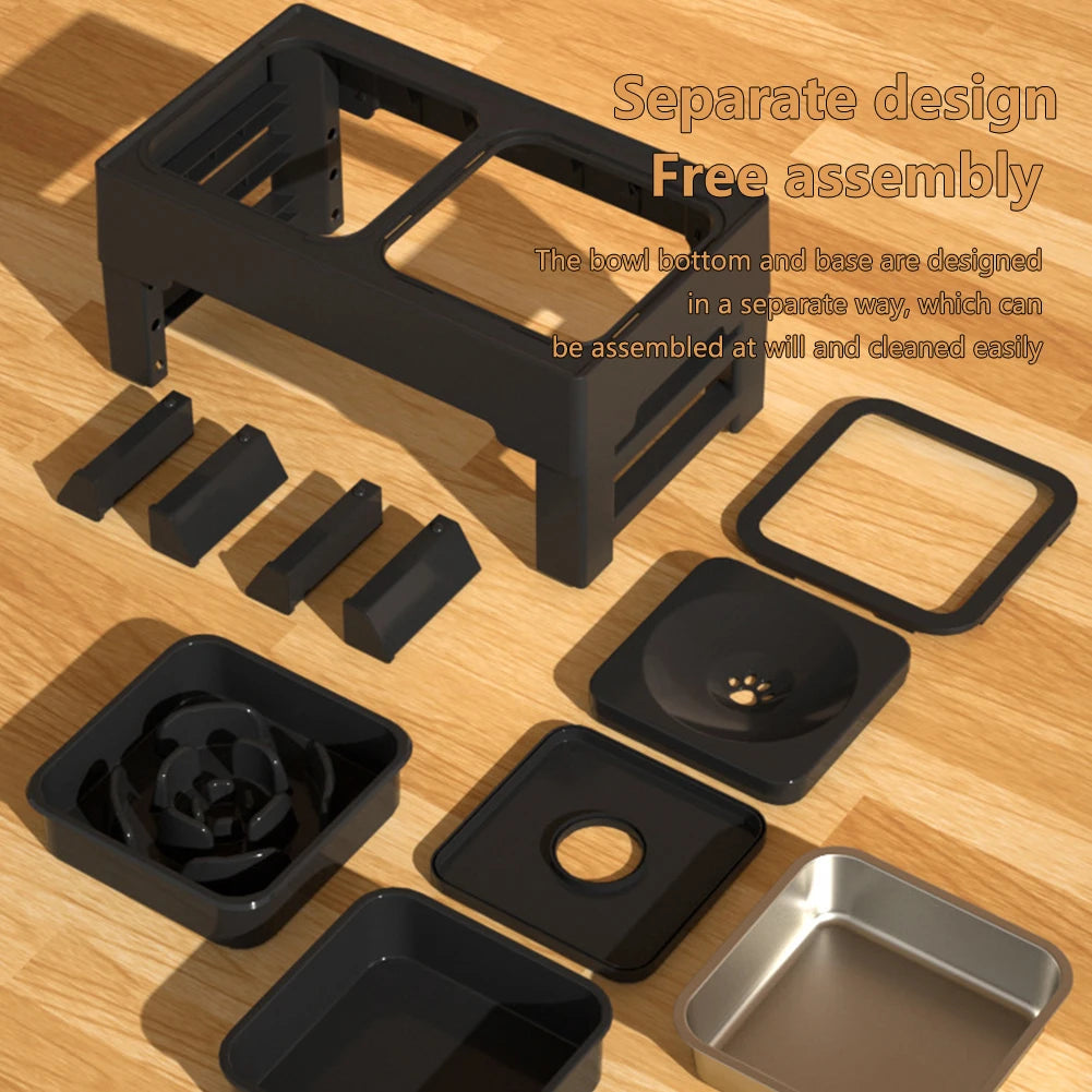 3 In 1 Pet Stainless Steel Slow Feeder, Drinking Water Bowls