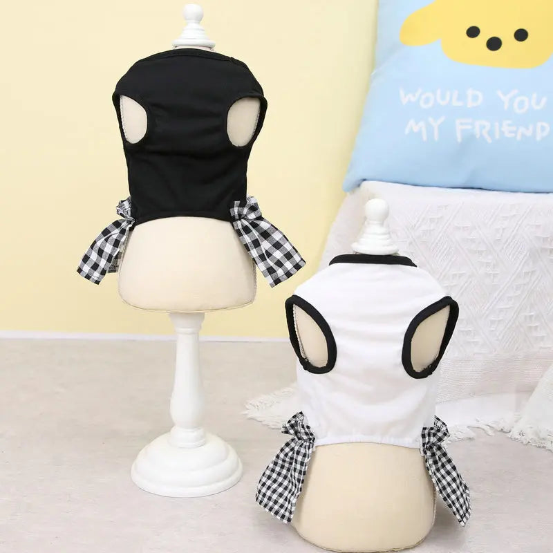 Summer Pet Dress Simple Plaid Luxury Skirts