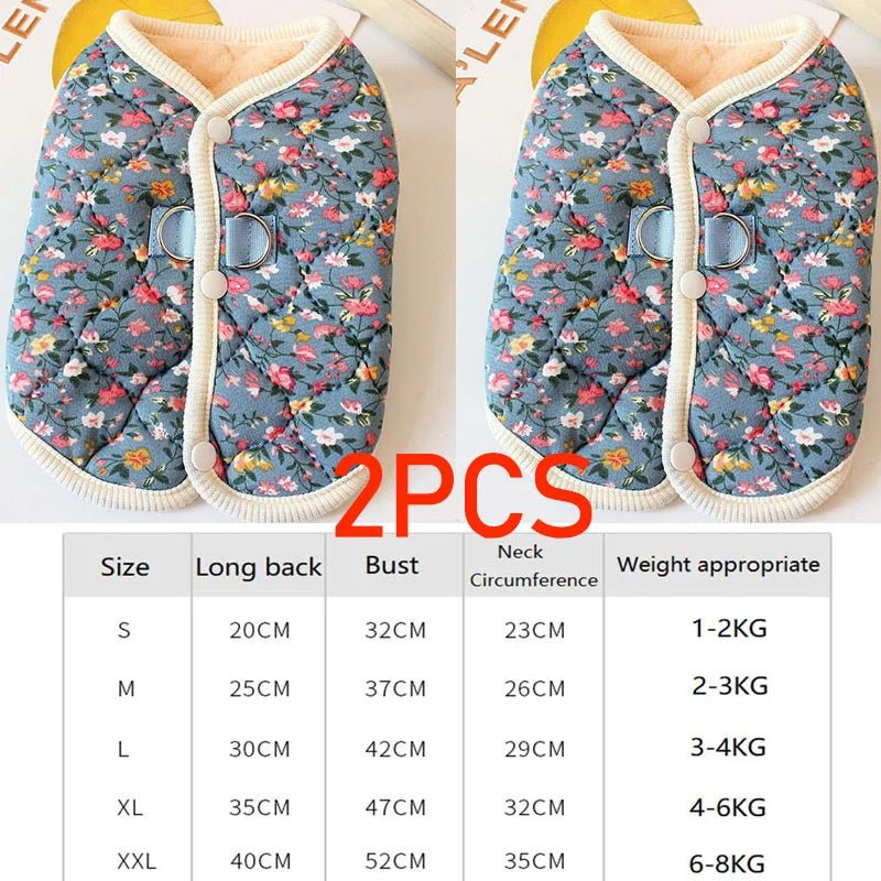 Puppy Winter Floral Fleece Vest Pet Clothing