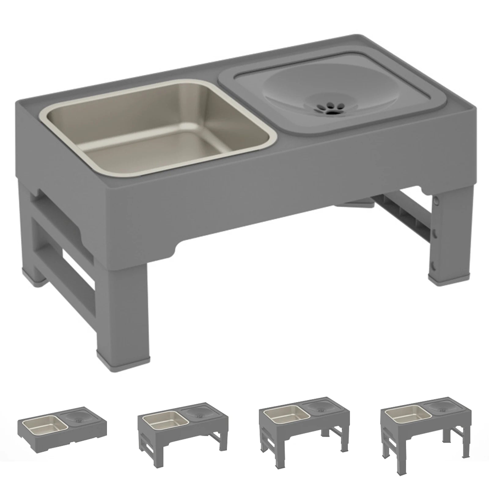 3 In 1 Pet Stainless Steel Slow Feeder, Drinking Water Bowls
