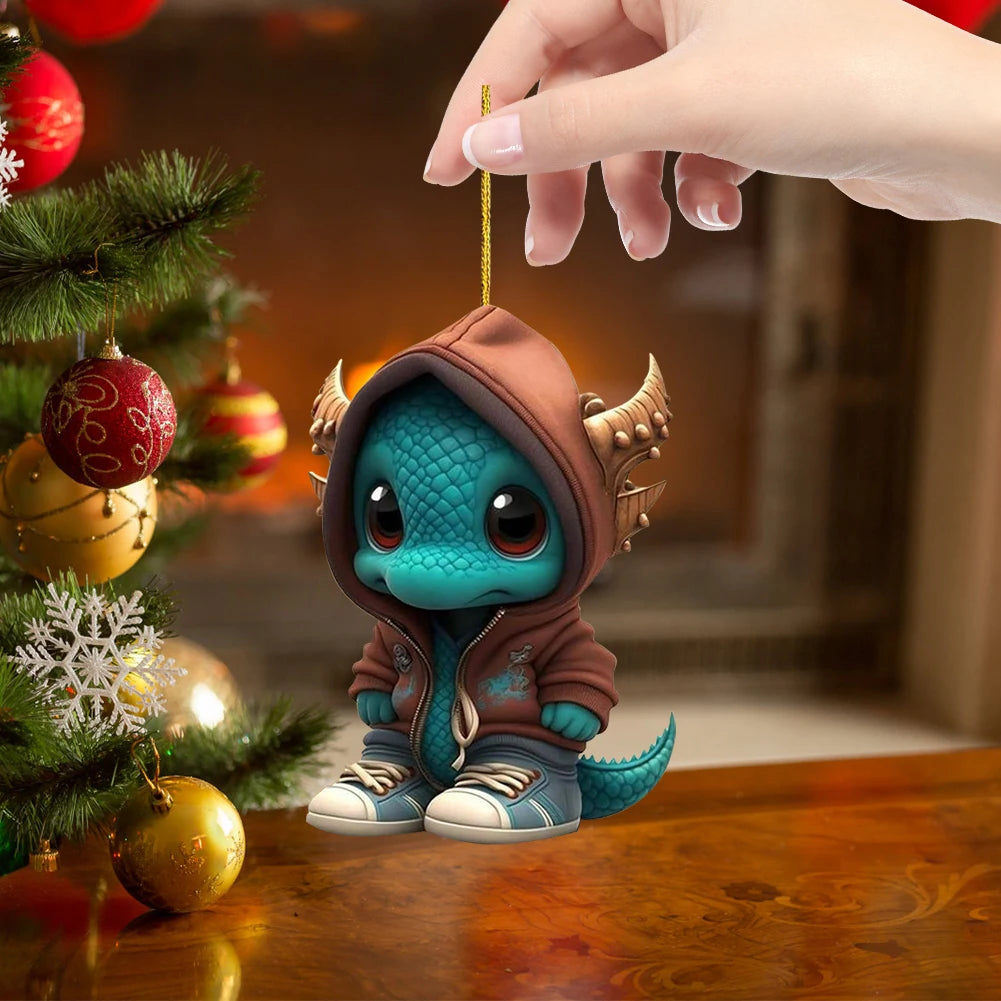 4Pcs Dinosaur Sculpture Hanging Ornament