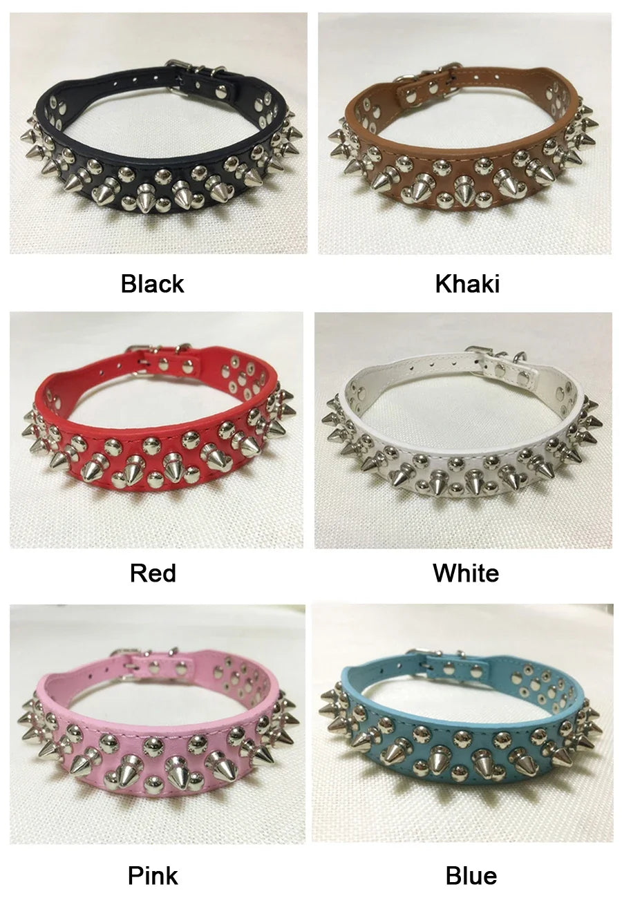 Adjustable Leather Dog Collar For Small Pets