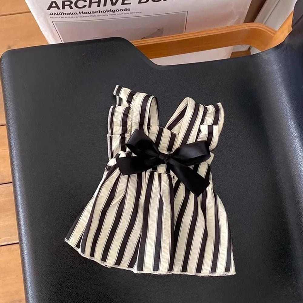 Big Bow Striped Small Dog Princess Dress