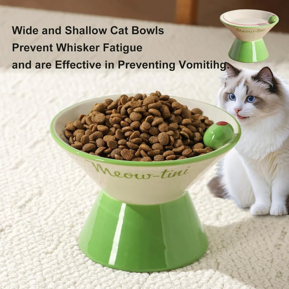 Elevated Whisker Friendly Ceramic Raised Cat Bowl