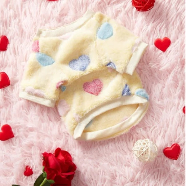 Cute Heart Print Flannel Dog Vest Soft Puppy Coat Yorkshire Pet Costume Small Medium Chihuahua Dog Clothes