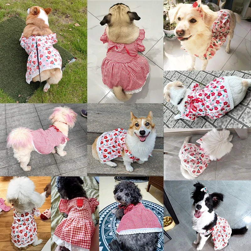 Summer Pet Dress, Floral/Plaid Skirts