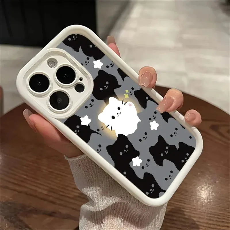 Cute Cartoon Cat Silicone Phone Case For iPhones