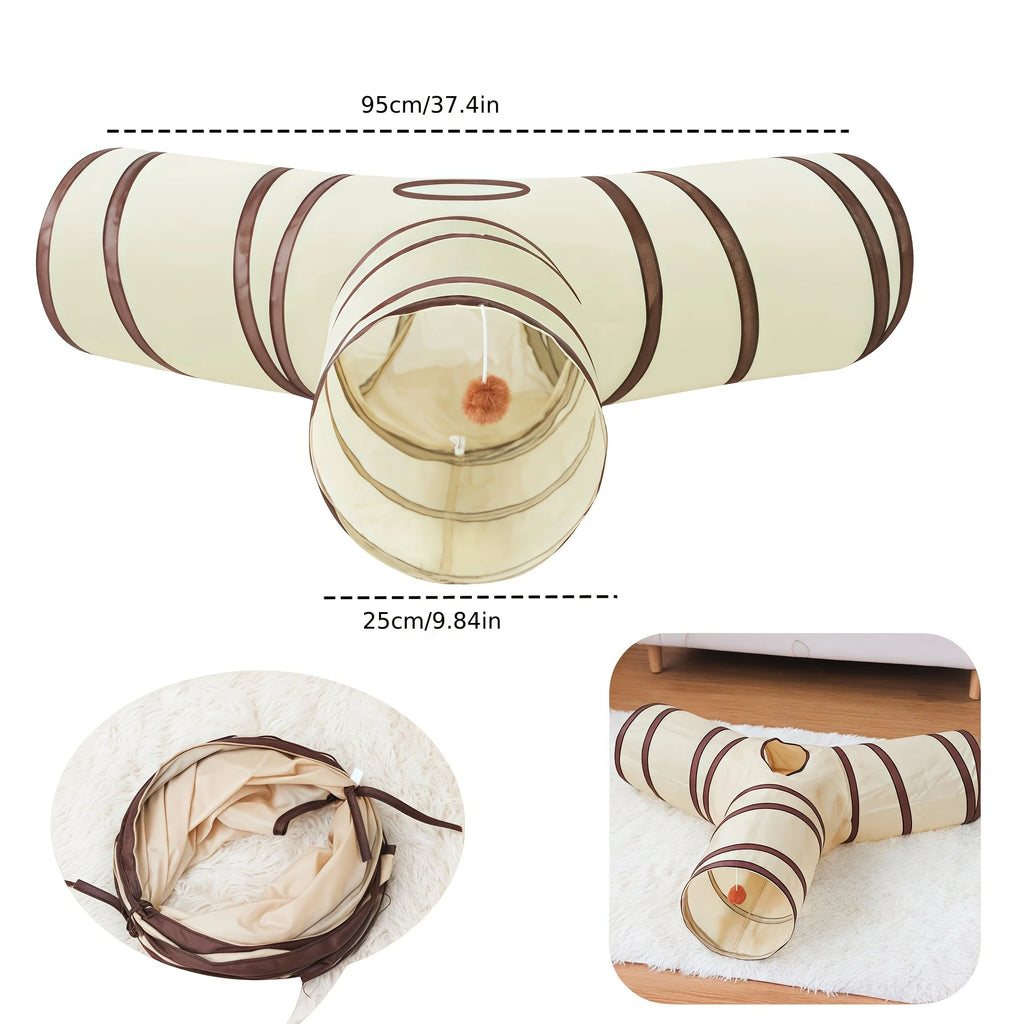 Foldable Easy-To-Store All-In-One Cat Play Tunnel