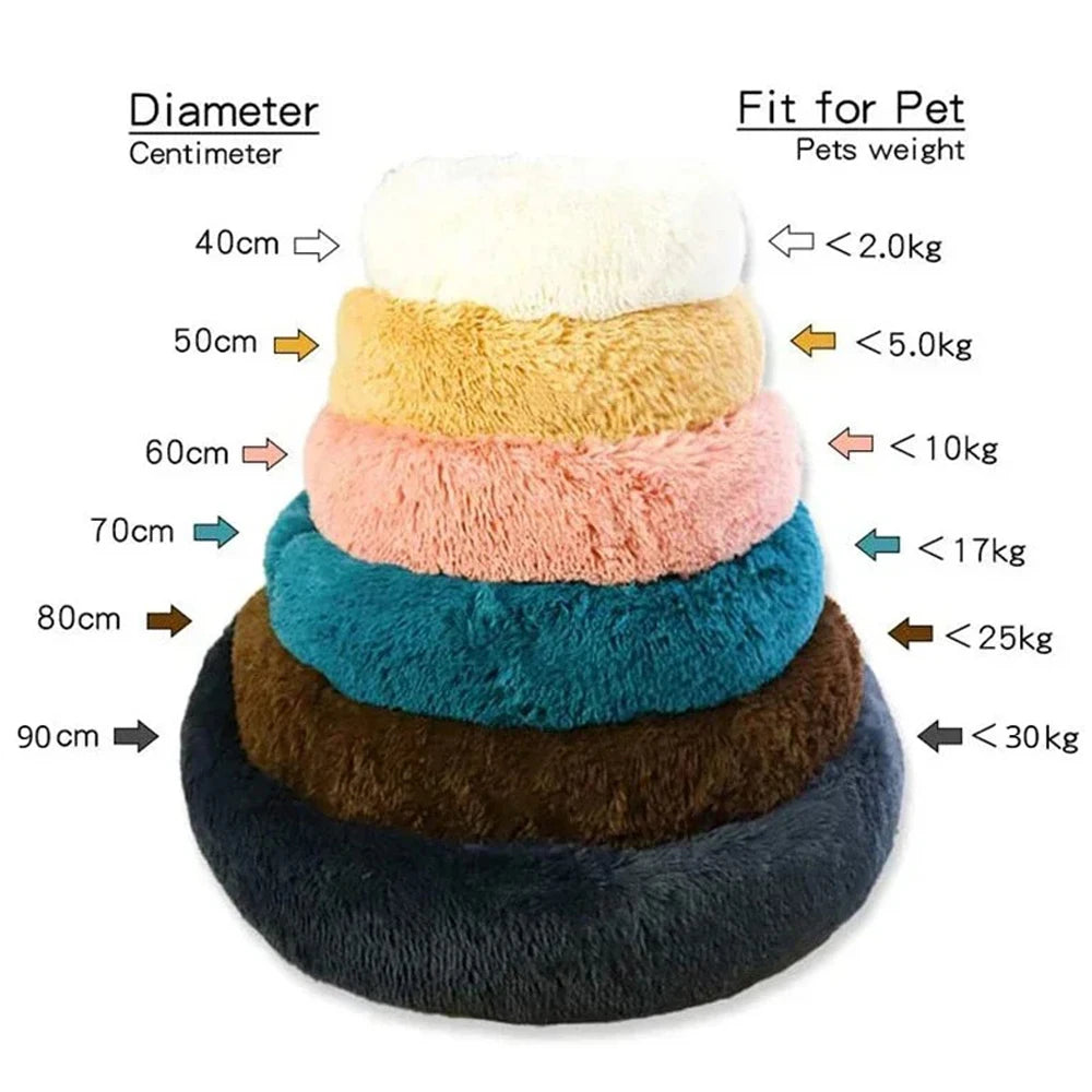 40-90cm 6 Sizes Round Plush Pet Bed