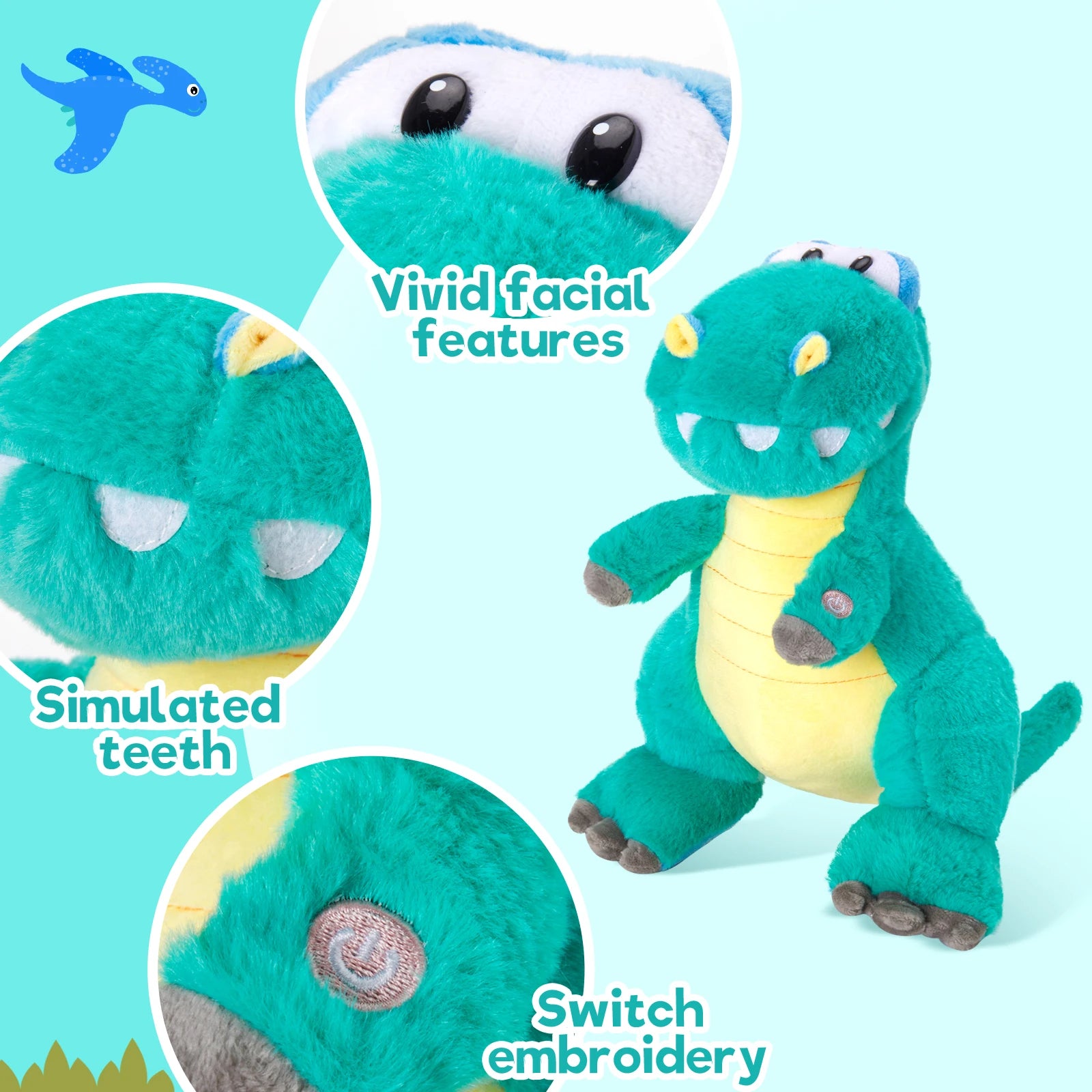 Glowing Green Dinosaur Plush Toy For Pets & Kids