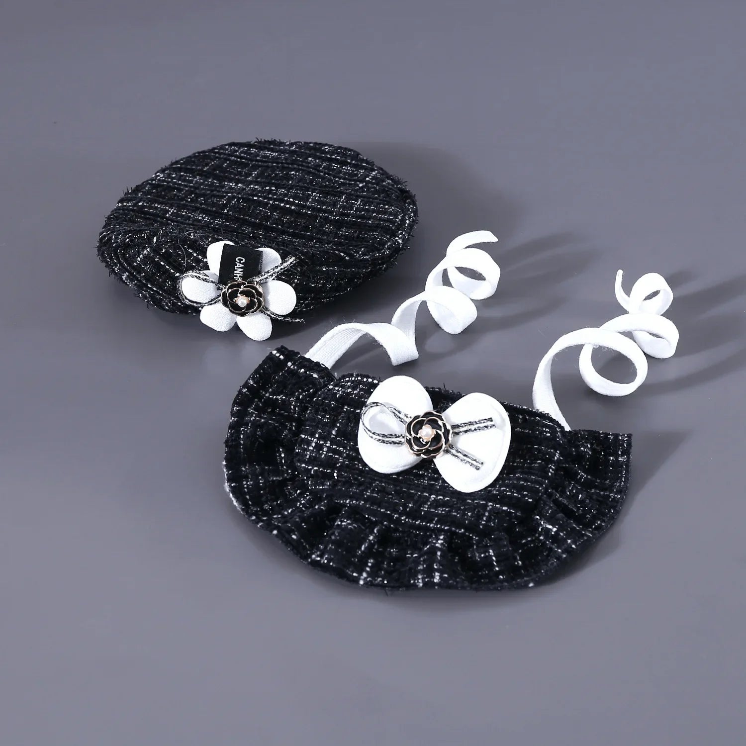 Quality Pet Hat Weaving Small Fragrant Flower Bud Hat Bow Lace Bib Pet Cat Dog Accessories Camellia Set Party Dressing Supplies