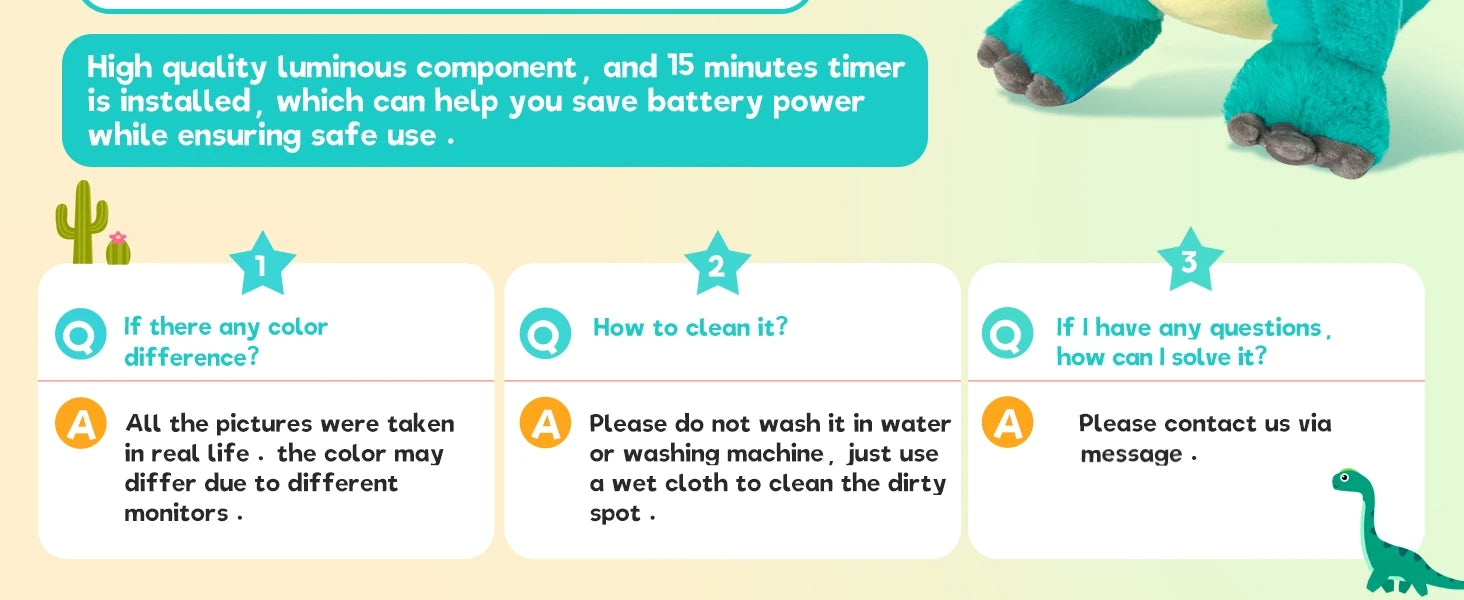 Glowing Green Dinosaur Plush Toy For Pets & Kids