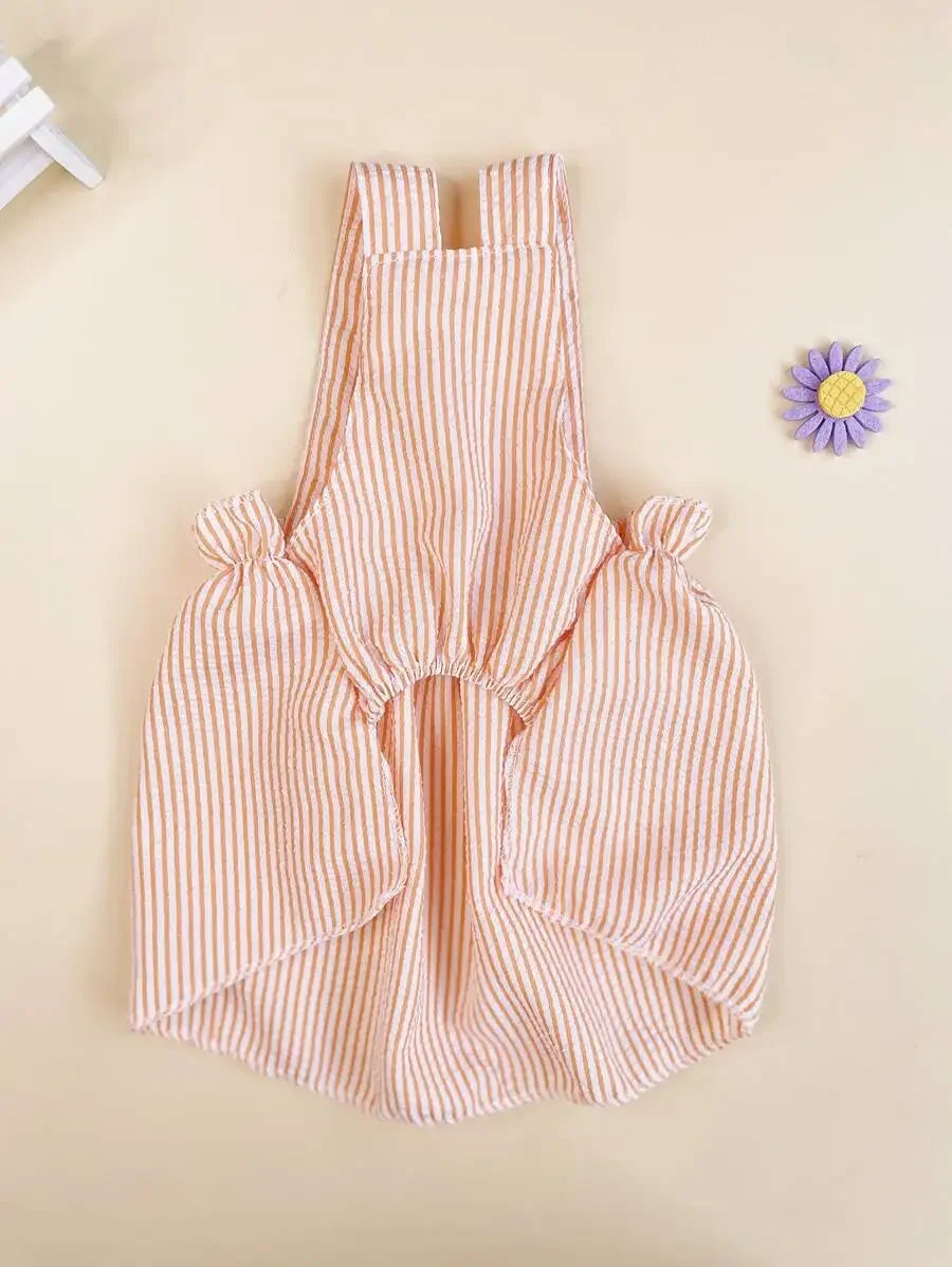 Striped Print Bow Pet Dress