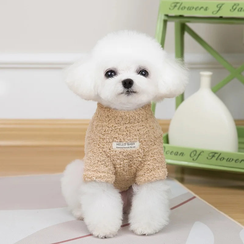 Fleece Dog Clothes, Solid Warm Hoodie Sweater